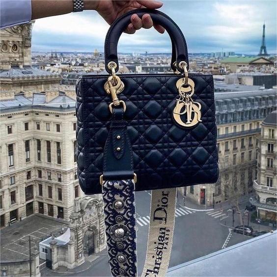 Bags aaa Dior Lady Medium Black Bag 24cm